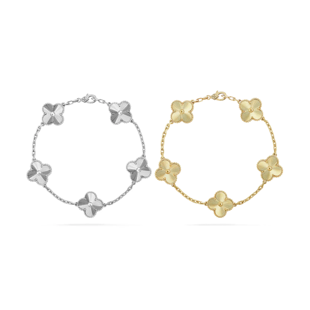 Trevo da Sorte — Conjunto Pulseiras Prata e Ouro